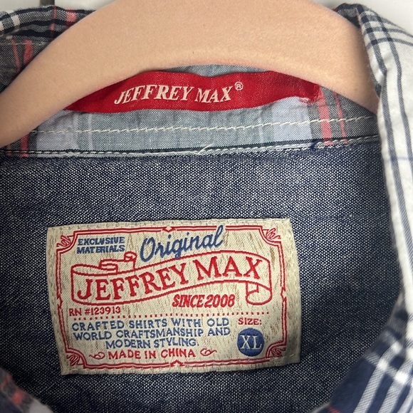 Jeffrey Max Long Sleeve Plaid Pearl Snap Button Down Cotton Shirt Size XL - Picture 2 of 9